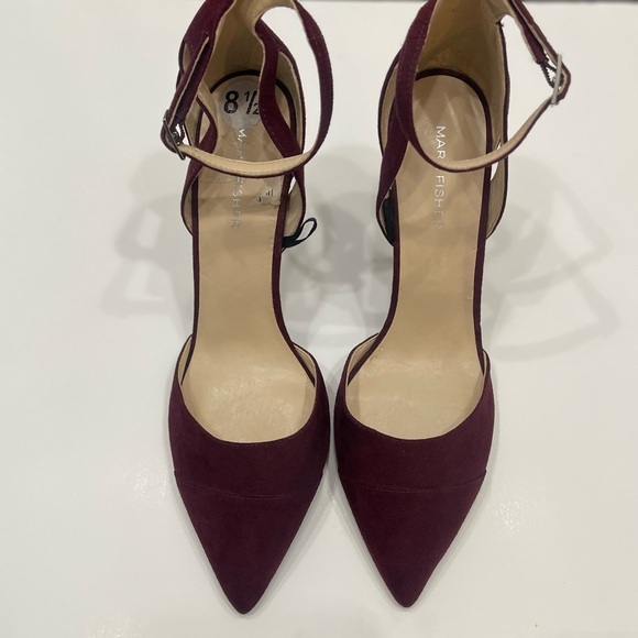 Marc Fisher Burgundy Nimble2 Ankle Strap Pointed Toe Heels - Picture 4 of 11